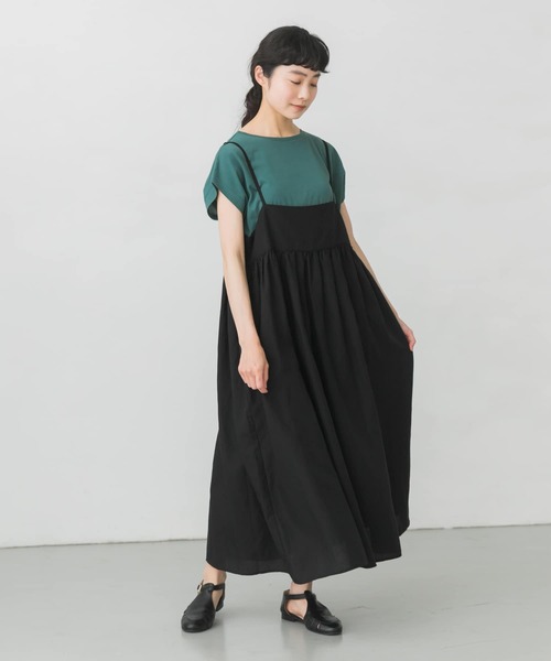 かぐれ(カグレ)の「テンセルリネンキャミジャンスカ(ワンピース・レディース・ブラック/ネイビー・FREE)」の4枚目の写真