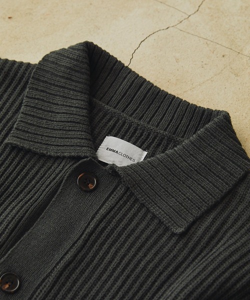 EMMA CLOTHES(エマクローズ)の「アゼ編み襟付きルーズニットカーディガン EMMA CLOTHES(カーディガン/ボレロ・メンズ・ブラック/グレー/チャコール/ブルー系・M/L)」の12枚目の写真