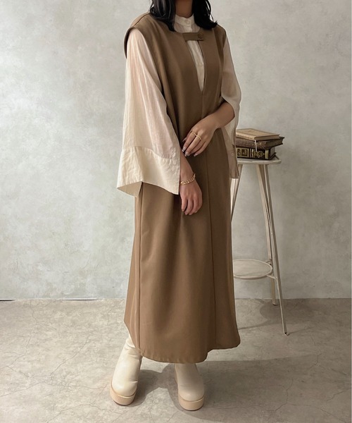 apres jour clair（アプレジュールクレア）の「【apres jour clair】2WAYジャンスカ【ZOZOTOWN限定アイテム】（ジャンパースカート・レディース・アイボリー/ブラウン系その他/ブラック・X-LARGE/フリー）」の14枚目の写真