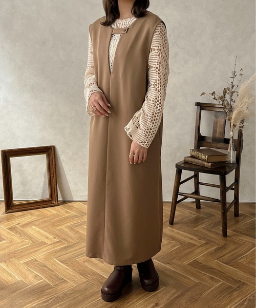 apres jour clair（アプレジュールクレア）の「【apres jour clair】2WAYジャンスカ【ZOZOTOWN限定アイテム】（ジャンパースカート・レディース・アイボリー/ブラウン系その他/ブラック・X-LARGE/フリー）」の5枚目の写真