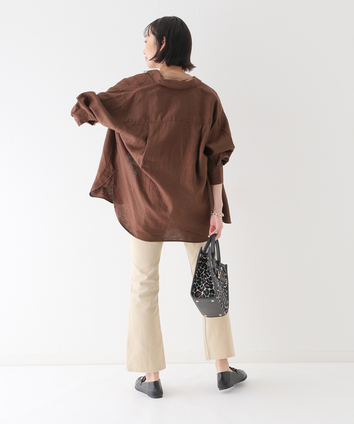 B.C STOCK(ベーセーストック)の「リネンレギュラーシャツ(シャツ/ブラウス・レディース・ブラック/パープル/ブラウン/ブルー系その他・FREE)」の8枚目の写真