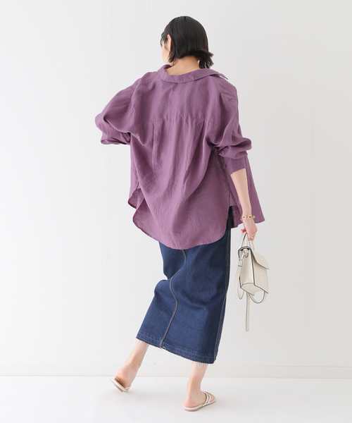 B.C STOCK(ベーセーストック)の「リネンレギュラーシャツ(シャツ/ブラウス・レディース・ブラック/パープル/ブラウン/ブルー系その他・FREE)」の12枚目の写真