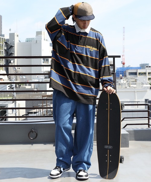 ８(eight)（エイト）の「マルチボーダーラガーシャツ（ポロシャツ・メンズ・ネイビー/オフホワイト/グリーン/ブルー/ブラック・MEDIUM/LARGE）」の15枚目の写真