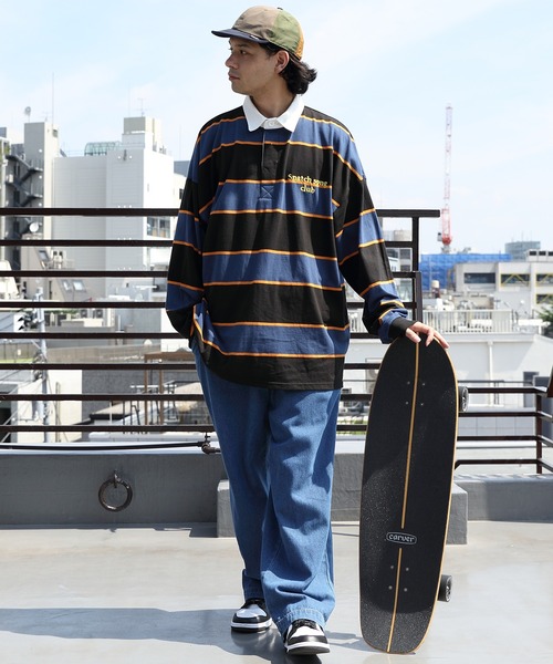 ８(eight)（エイト）の「マルチボーダーラガーシャツ（ポロシャツ・メンズ・ネイビー/オフホワイト/グリーン/ブルー/ブラック・MEDIUM/LARGE）」の19枚目の写真