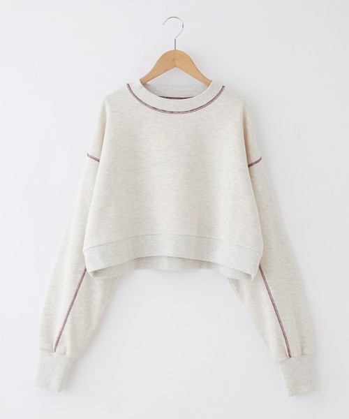 Chaco closet（チャコ クローゼット）の「配色ステッチボリュームスリーブショート丈スウェット（スウェット・レディース・オートミール/チャコール/ネイビー/アイボリー/杢グレー・FREE）」の11枚目の写真