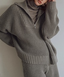 zip knit & rib half PT set up