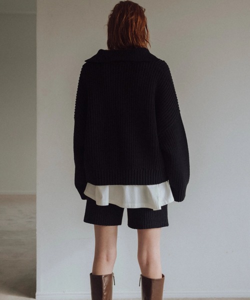 WILLFULLY(ウィルフリー)の「zip knit & rib half PT set up(セットアップ・レディース・ブラック/グレー・FREE)」の13枚目の写真