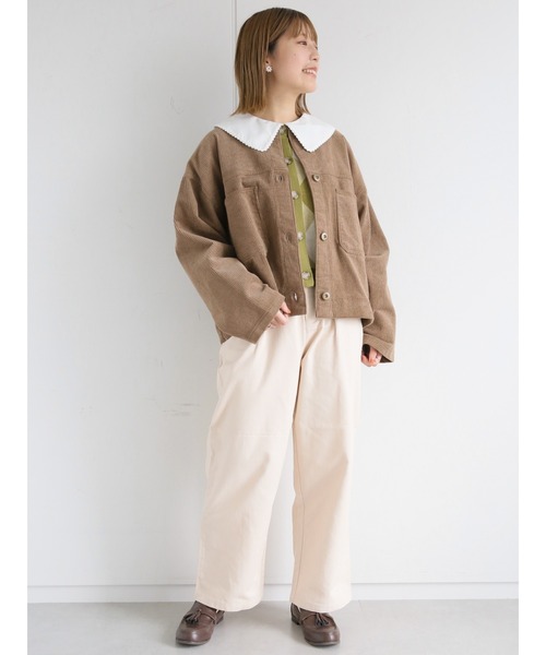 ehka sopo（エヘカソポ）の「コーデュロイノーカラージャケット（ノーカラージャケット・レディース・パープル/ブラウン/キナリ・ﾌﾘ-）」の12枚目の写真