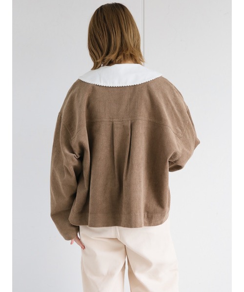 ehka sopo（エヘカソポ）の「コーデュロイノーカラージャケット（ノーカラージャケット・レディース・パープル/ブラウン/キナリ・ﾌﾘ-）」の9枚目の写真