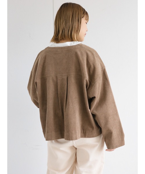 ehka sopo（エヘカソポ）の「コーデュロイノーカラージャケット（ノーカラージャケット・レディース・パープル/ブラウン/キナリ・ﾌﾘ-）」の11枚目の写真