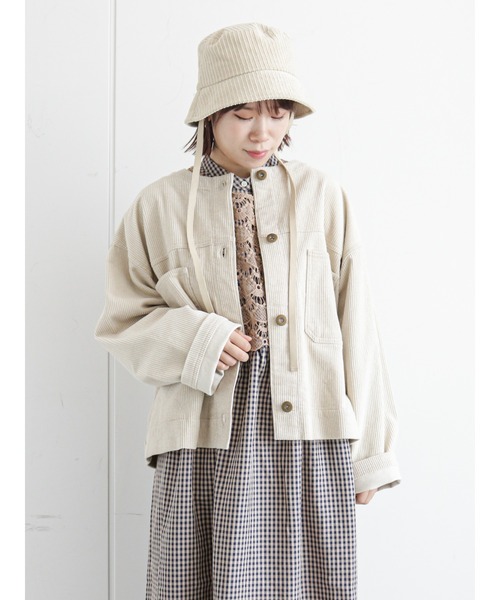 ehka sopo（エヘカソポ）の「コーデュロイノーカラージャケット（ノーカラージャケット・レディース・パープル/ブラウン/キナリ・ﾌﾘ-）」の19枚目の写真