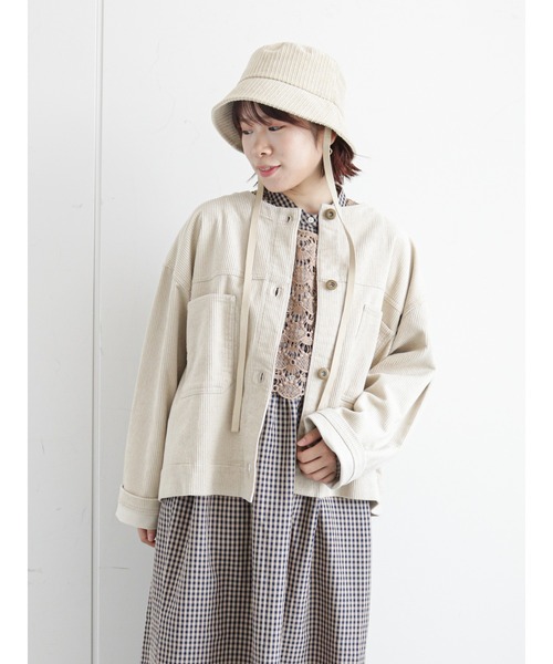 ehka sopo（エヘカソポ）の「コーデュロイノーカラージャケット（ノーカラージャケット・レディース・パープル/ブラウン/キナリ・ﾌﾘ-）」の17枚目の写真