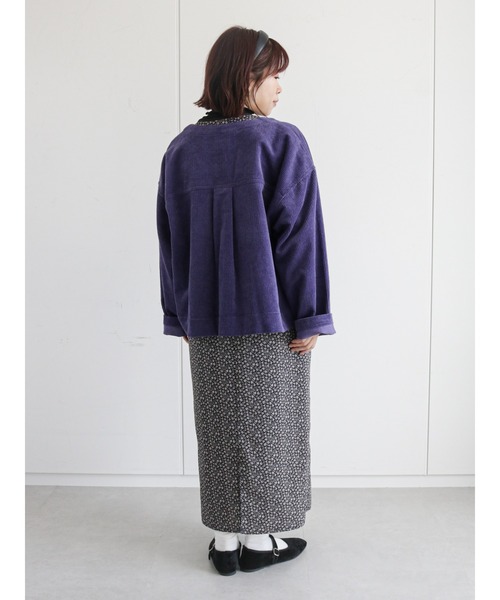 ehka sopo（エヘカソポ）の「コーデュロイノーカラージャケット（ノーカラージャケット・レディース・パープル/ブラウン/キナリ・ﾌﾘ-）」の14枚目の写真