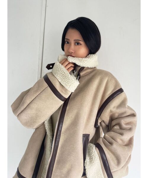 EMODA(エモダ)の「オーバーカラーB-3(ブルゾン・レディース・ブラック/ベージュ/グレー・FREE)」の8枚目の写真