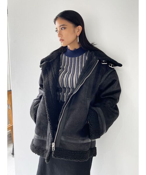 EMODA(エモダ)の「オーバーカラーB-3(ブルゾン・レディース・ブラック/ベージュ/グレー・FREE)」の7枚目の写真