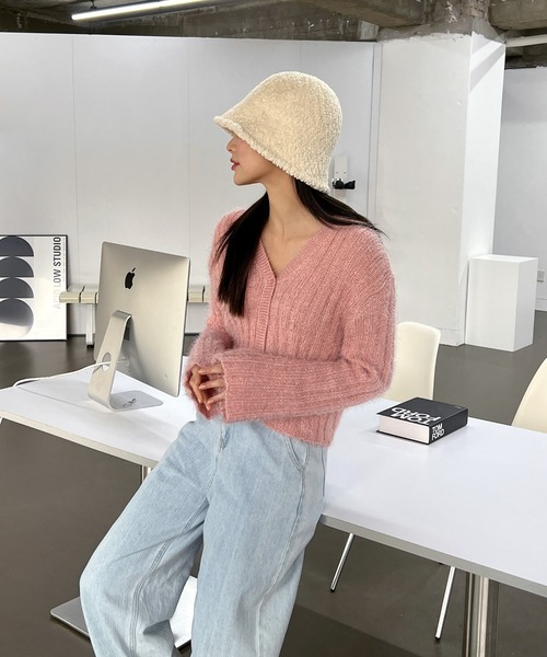 by muni:r（バイ ムニール）の「デイリーもこもこバケットハット（ハット・レディース・ブラック/アイボリー/ブラウン/ピンク・FREE）」の10枚目の写真