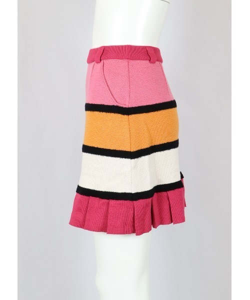 ☆新品　アルチビオニットスカート（36） アルチビオ ニットスカート マルチカラー×黒 ストライプ ウール