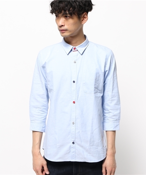 BEAMS（ビームス）の「BEAMS / トリコロール パイピング 7分袖 シャツ（シャツ/ブラウス・メンズ・ホワイト/サックスブルー/ネイビー・MEDIUM/LARGE/SMALL/X-LARGE）」の21枚目の写真