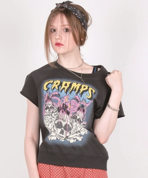 HYSTERIC GLAMOUR（ヒステリックグラマー）の「CR/OFF THE BONE pt SW（スウェット・レディース・ピンク/トップグレー/チャコールグレー・FREE）」の2枚目の写真