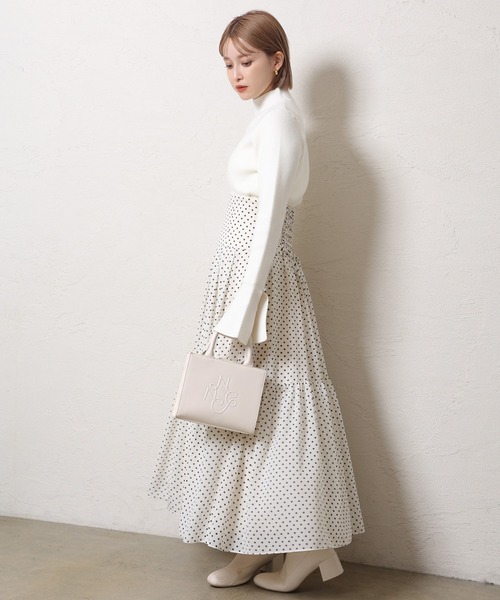 one after another NICE CLAUP（ワンアフターアナザーナイスクラップ）の「スタイルアップと華やかさ。コルセットフレアスカート（スカート・レディース・ドット/ベージュ/ピンク/ホワイト系その他・FREE）」の10枚目の写真