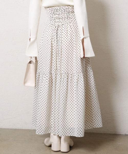 one after another NICE CLAUP（ワンアフターアナザーナイスクラップ）の「スタイルアップと華やかさ。コルセットフレアスカート（スカート・レディース・ドット/ベージュ/ピンク/ホワイト系その他・FREE）」の6枚目の写真