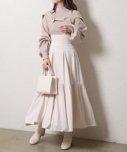 one after another NICE CLAUP（ワンアフターアナザーナイスクラップ）の「スタイルアップと華やかさ。コルセットフレアスカート（スカート・レディース・ドット/ベージュ/ピンク/ホワイト系その他・FREE）」の5枚目の写真