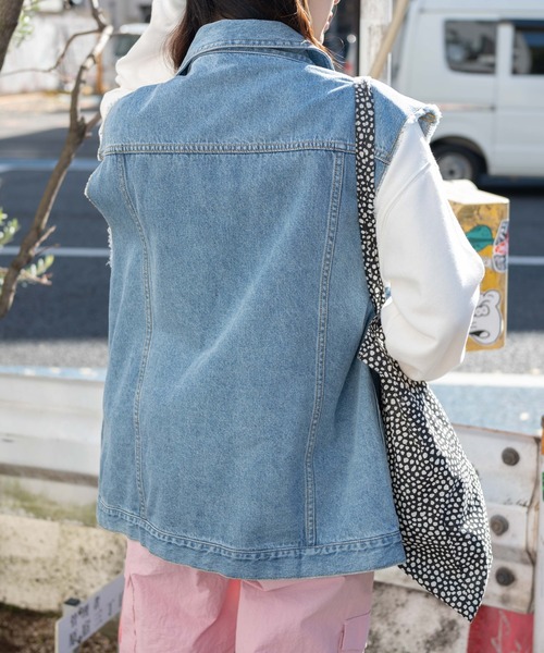 WEGO(ウィゴー)の「WEGO/オーバーサイズデニムベスト(ベスト・レディース・ブラック系その他/コバルトブルー・FREE)」の9枚目の写真
