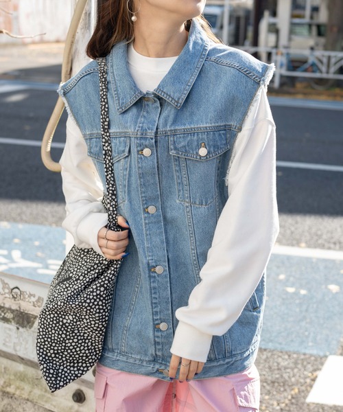 WEGO(ウィゴー)の「WEGO/オーバーサイズデニムベスト(ベスト・レディース・ブラック系その他/コバルトブルー・FREE)」の7枚目の写真