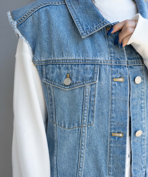 WEGO(ウィゴー)の「WEGO/オーバーサイズデニムベスト(ベスト・レディース・ブラック系その他/コバルトブルー・FREE)」の13枚目の写真