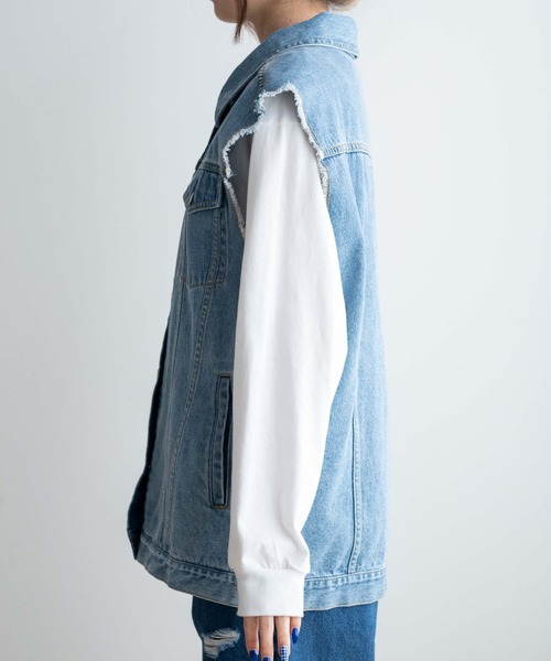 WEGO(ウィゴー)の「WEGO/オーバーサイズデニムベスト(ベスト・レディース・ブラック系その他/コバルトブルー・FREE)」の16枚目の写真