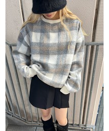 シャギーチェックビッグプルオーバー