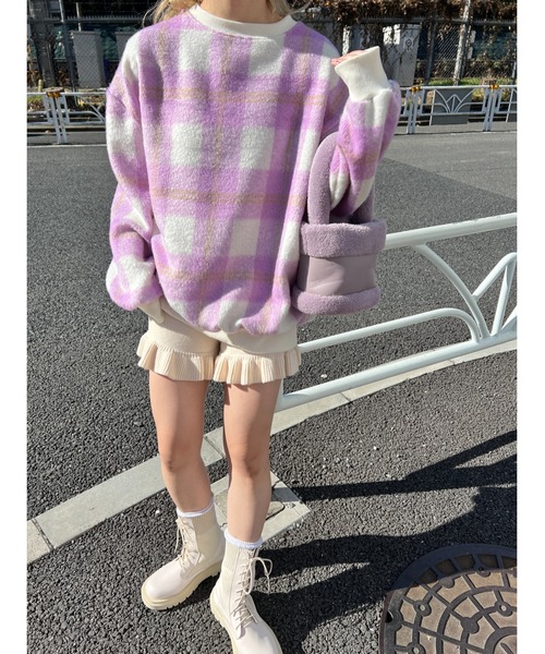 WC(ダブル シー)の「シャギーチェックビッグプルオーバー(スウェット・レディース・ブルー系その他/ブラック系その他/ピンク系その他・FREE)」の17枚目の写真