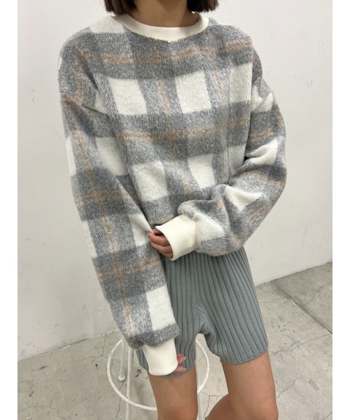 WC(ダブル シー)の「シャギーチェックビッグプルオーバー(スウェット・レディース・ブルー系その他/ブラック系その他/ピンク系その他・FREE)」の4枚目の写真