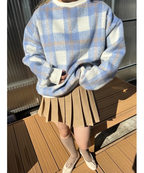 WC(ダブル シー)の「シャギーチェックビッグプルオーバー(スウェット・レディース・ブルー系その他/ブラック系その他/ピンク系その他・FREE)」の5枚目の写真