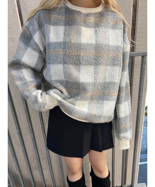 WC(ダブル シー)の「シャギーチェックビッグプルオーバー(スウェット・レディース・ブルー系その他/ブラック系その他/ピンク系その他・FREE)」の8枚目の写真