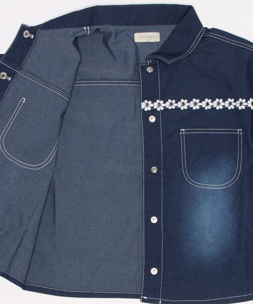 trois lapins kp（トロワラパンケーピー）の「デニムジャケット(140～160)（デニムジャケット・キッズ・ネイビー/マスタード・140cm/150cm/160cm）」の4枚目の写真