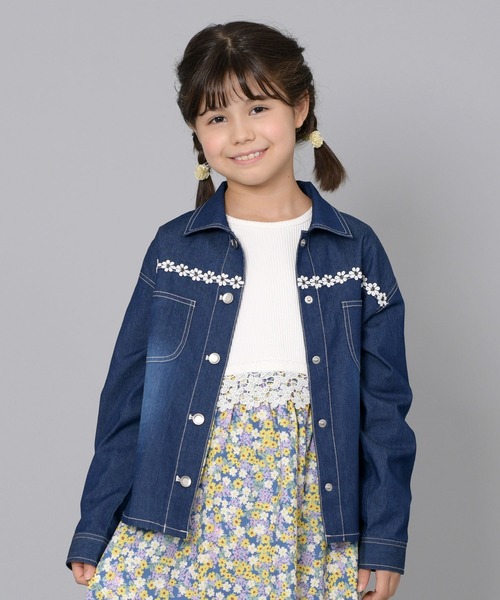 trois lapins kp（トロワラパンケーピー）の「デニムジャケット(140～160)（デニムジャケット・キッズ・ネイビー/マスタード・140cm/150cm/160cm）」の2枚目の写真