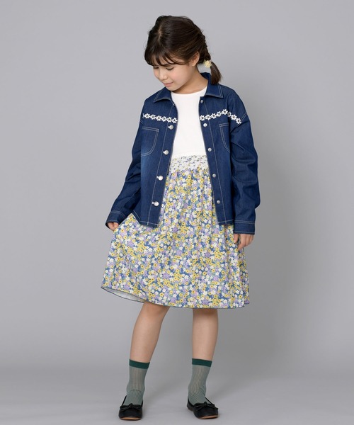 trois lapins kp（トロワラパンケーピー）の「デニムジャケット(140～160)（デニムジャケット・キッズ・ネイビー/マスタード・140cm/150cm/160cm）」の5枚目の写真