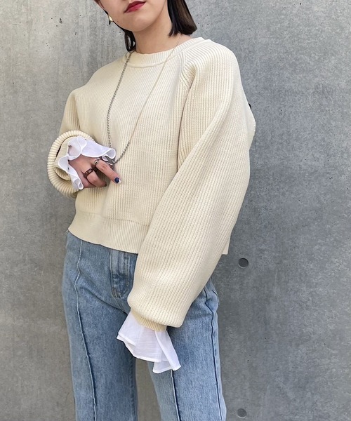 PAGEBOY（ページボーイ）の「スポンジ2WAYショートカーディガン（カーディガン/ボレロ・レディース・オフホワイト/ブルー/ブラック/その他・FREE）」の2枚目の写真