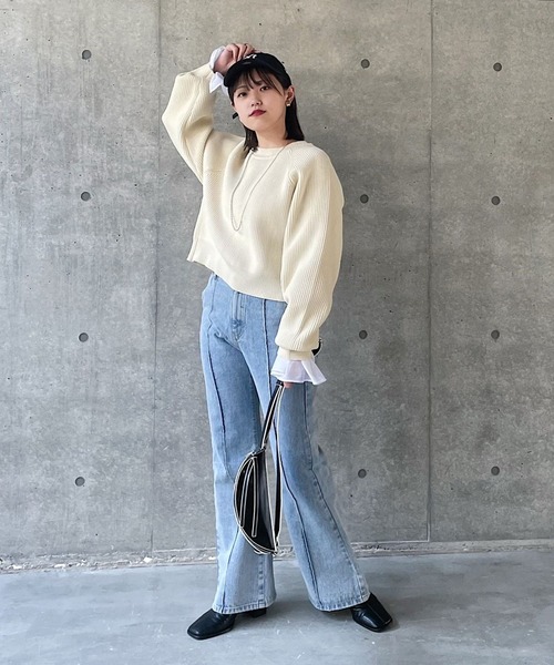 PAGEBOY（ページボーイ）の「スポンジ2WAYショートカーディガン（カーディガン/ボレロ・レディース・オフホワイト/ブルー/ブラック/その他・FREE）」の9枚目の写真