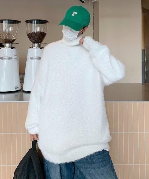 VIBGYOR（ヴィブジョー）の「【バーレスク】オーバーサイズシャギータートルニット(BQ)（ニット/セーター・メンズ・ホワイト/ブルー/ブラック・FREE）」の8枚目の写真