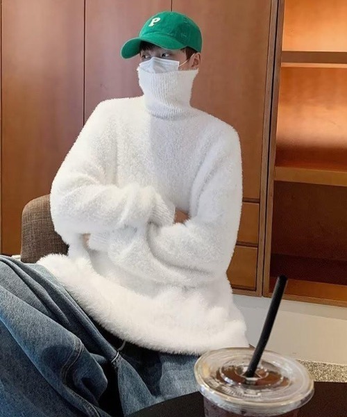 VIBGYOR（ヴィブジョー）の「【バーレスク】オーバーサイズシャギータートルニット(BQ)（ニット/セーター・メンズ・ホワイト/ブルー/ブラック・FREE）」の13枚目の写真