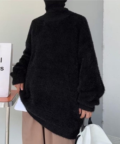 VIBGYOR（ヴィブジョー）の「【バーレスク】オーバーサイズシャギータートルニット(BQ)（ニット/セーター・メンズ・ホワイト/ブルー/ブラック・FREE）」の12枚目の写真