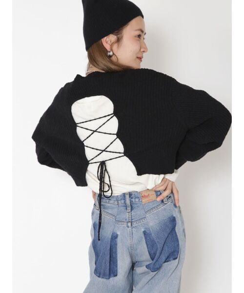 Ungrid（アングリッド）の「バックレースアップニットセットワンピース（ワンピース・レディース・ブラック/パープル/アイボリー・FREE）」の16枚目の写真