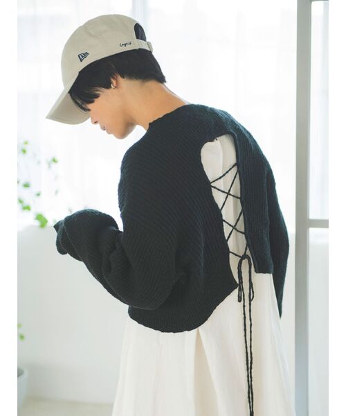 Ungrid（アングリッド）の「バックレースアップニットセットワンピース（ワンピース・レディース・ブラック/パープル/アイボリー・FREE）」の11枚目の写真