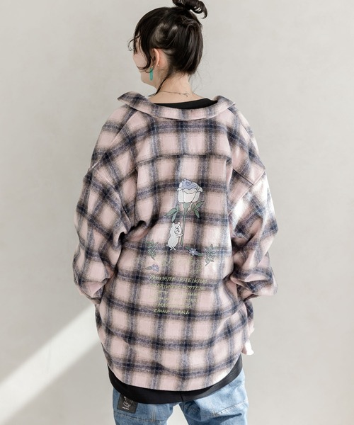 新品未使用 ScoLar Parity クマ刺繍 チェック柄 シャツ アウター ScoLar Parity（スカラーパリティ）の「323038：クマ刺繍チェック柄