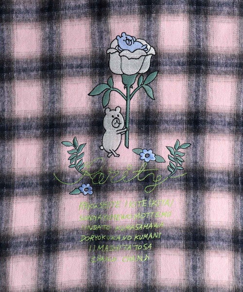 新品未使用 ScoLar Parity クマ刺繍 チェック柄 シャツ アウター ScoLar Parity（スカラーパリティ）の「323038：クマ刺繍チェック柄