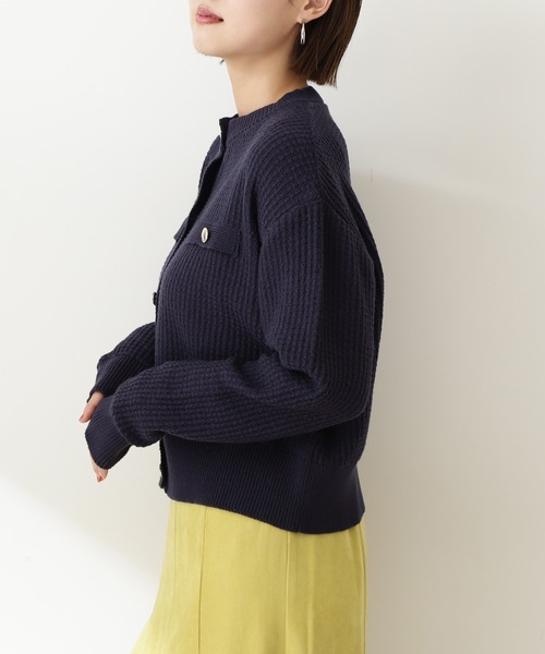 N.(N. Natural Beauty Basic)(エヌエヌナチュラルビューティーベーシック)の「【追加生産】◆ムジツイード編みカーディガン(カーディガン/ボレロ・レディース・オフホワイト/ネイビー・MEDIUM)」の7枚目の写真