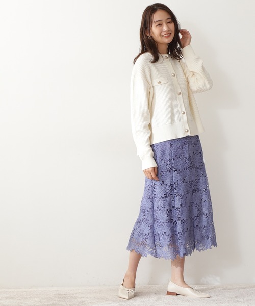 N.(N. Natural Beauty Basic)(エヌエヌナチュラルビューティーベーシック)の「【追加生産】◆ムジツイード編みカーディガン(カーディガン/ボレロ・レディース・オフホワイト/ネイビー・MEDIUM)」の8枚目の写真