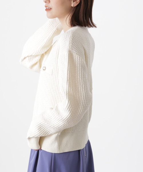 N.(N. Natural Beauty Basic)(エヌエヌナチュラルビューティーベーシック)の「【追加生産】◆ムジツイード編みカーディガン(カーディガン/ボレロ・レディース・オフホワイト/ネイビー・MEDIUM)」の17枚目の写真